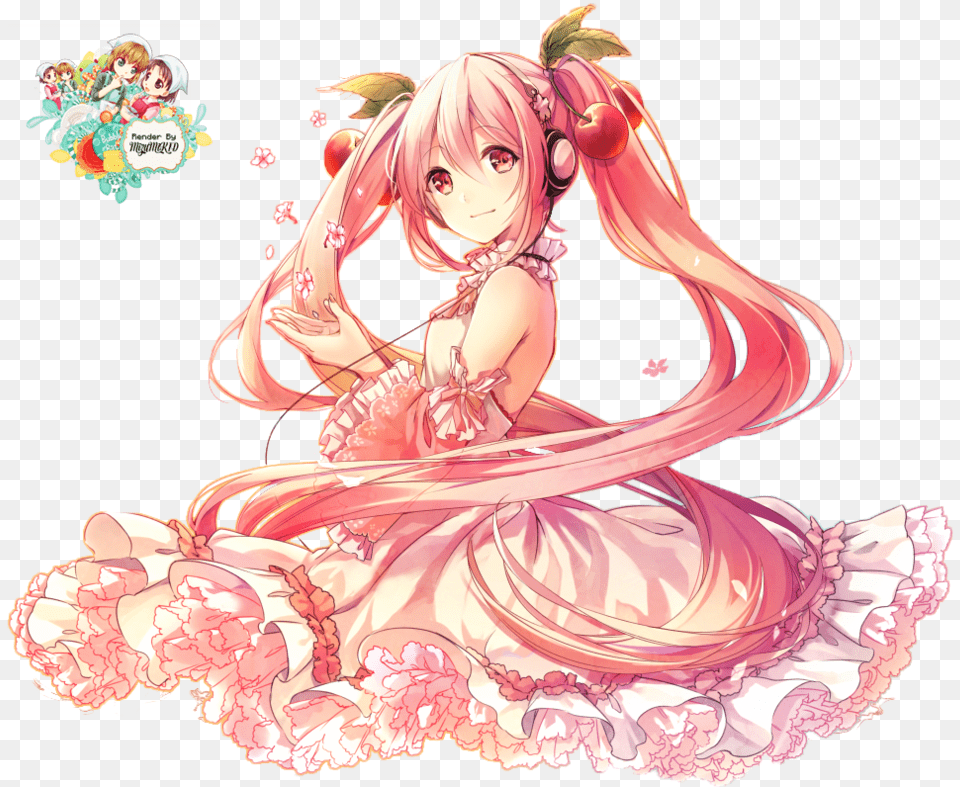 Sakura Girl Transparent Image Sakura Miku Transparent Background, Book, Comics, Publication, Manga Free Png Download