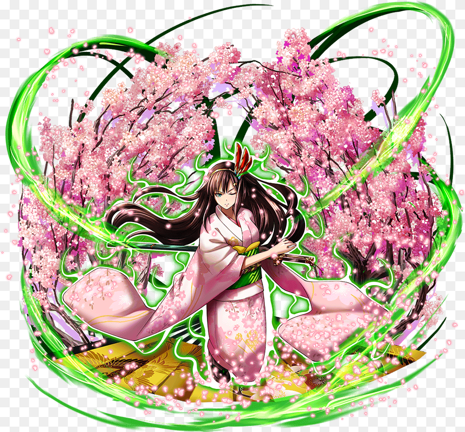 Sakura Itto Ryu Mira Full Art Sakura Mira Grand Summoners, Graphics, Plant, Pattern, Flower Free Transparent Png