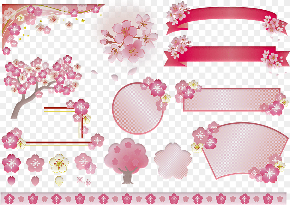 Sakura Japanese Kawaii Sakura Tree Clipart Kawaii, Accessories, Flower, Plant, Plate Free Png