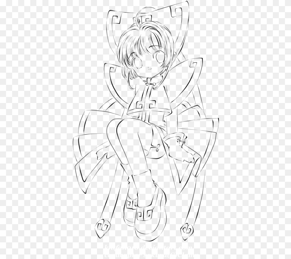 Sakura Line Images Fictional Character, Stencil Free Transparent Png