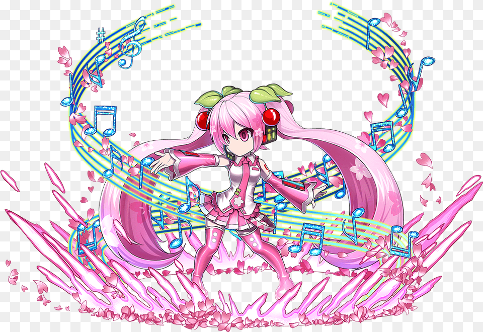 Sakura Miku 7 Version Snow Miku Brave Frontier, Graphics, Art, Book, Comics Free Png