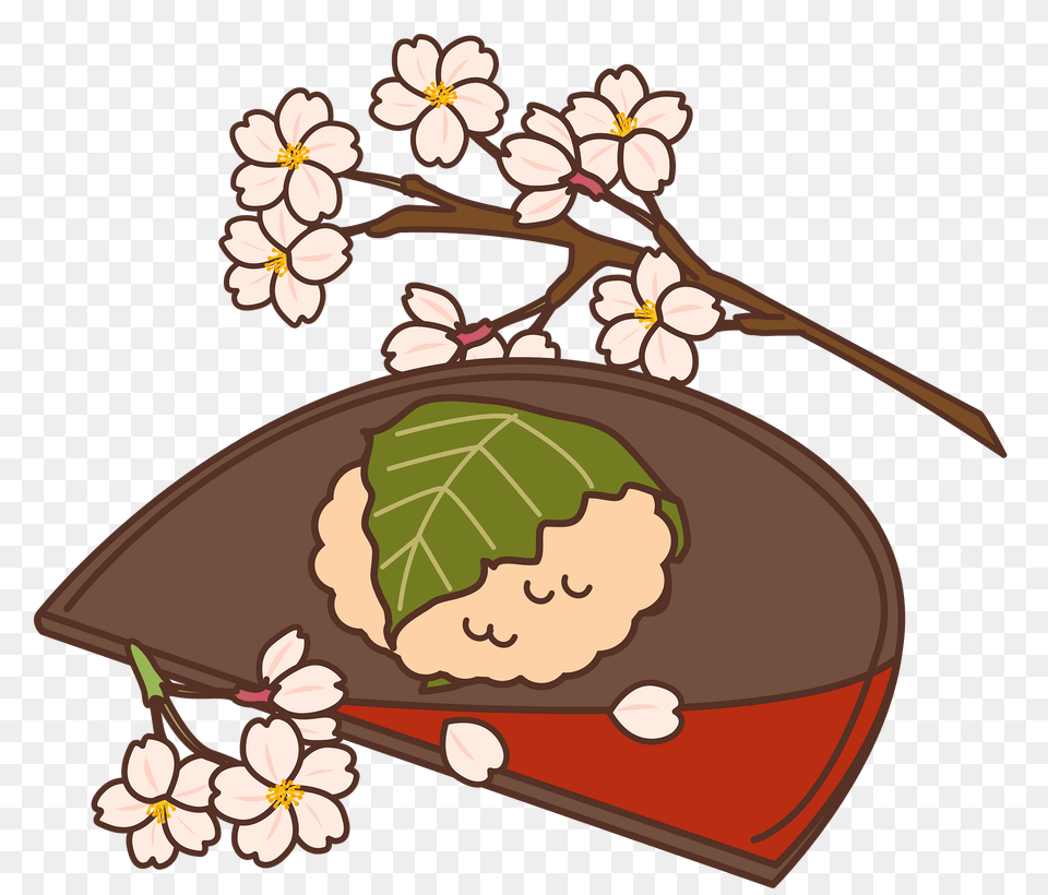 Sakuramochi Wagashi Clipart, Flower, Plant, Leaf, Face Png Image
