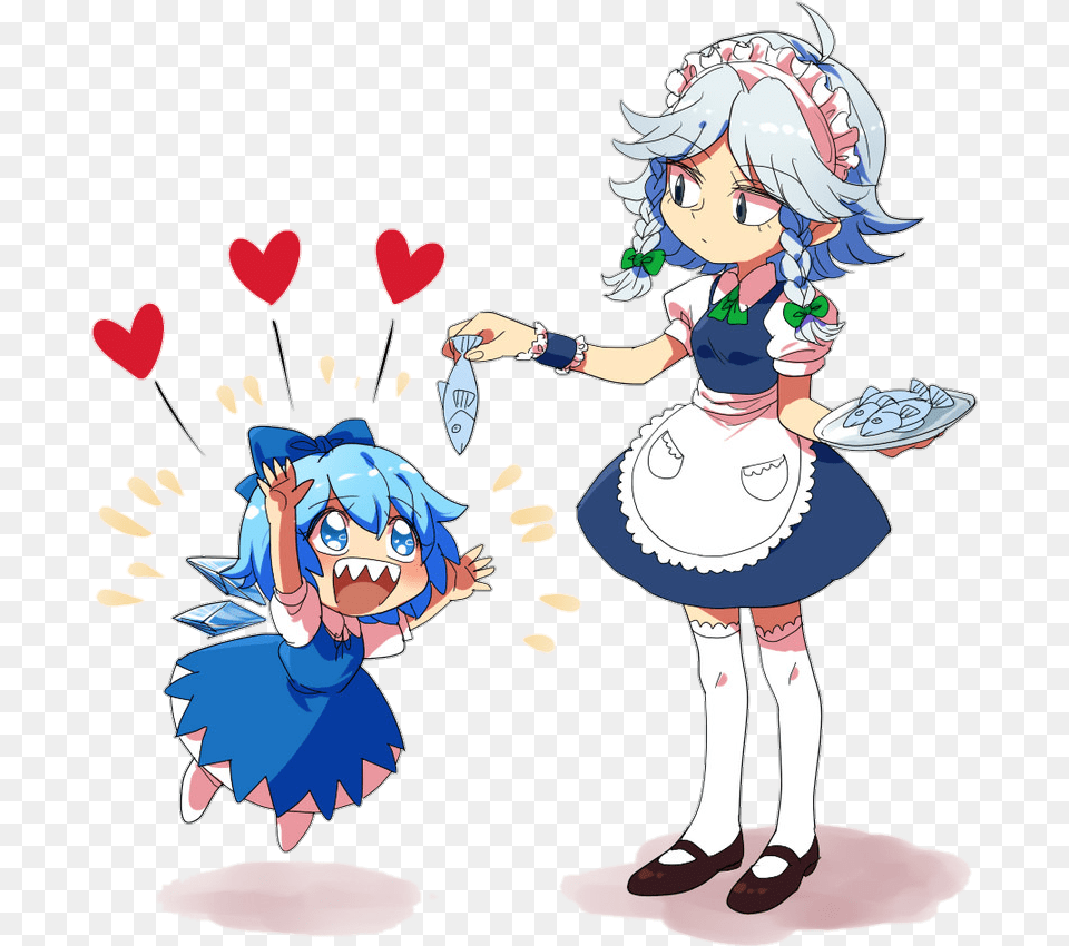 Sakuya Giving Cirno The Fishe, Book, Comics, Publication, Person Free Png