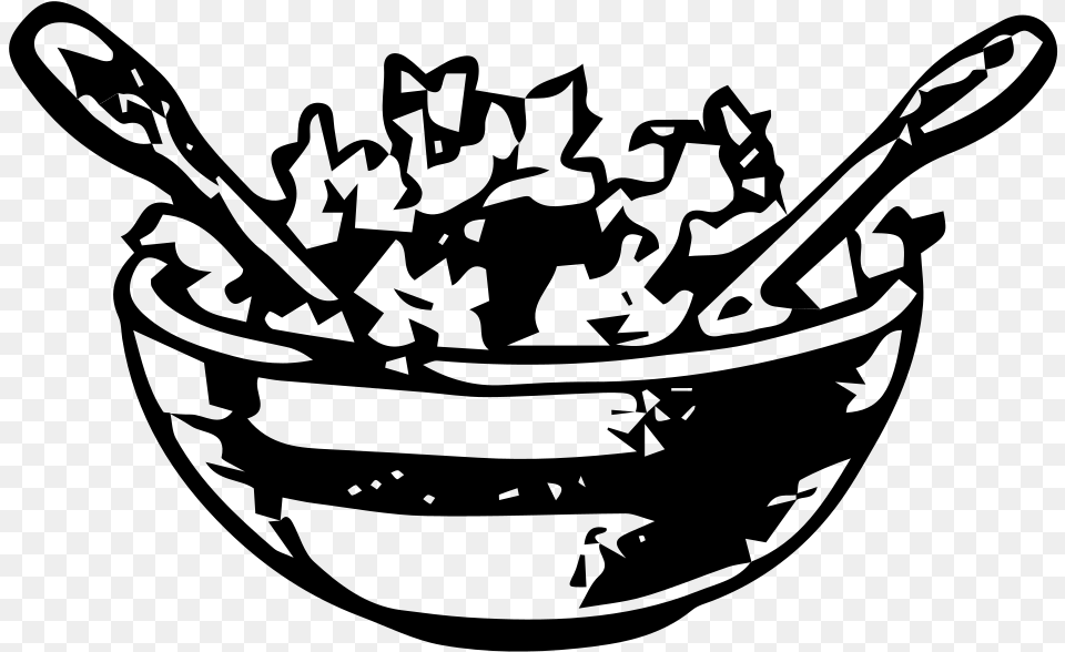 Salad Bowl Clipart Black And White Black And White Clipart Salad, Gray Png Image