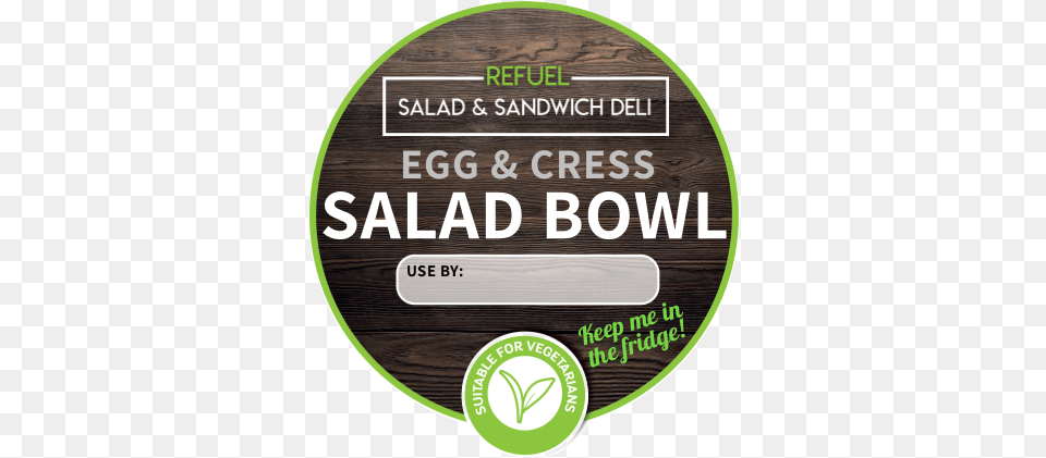 Salad Bowl Vegetarian Warning Wooden Design Label, Disk Png Image