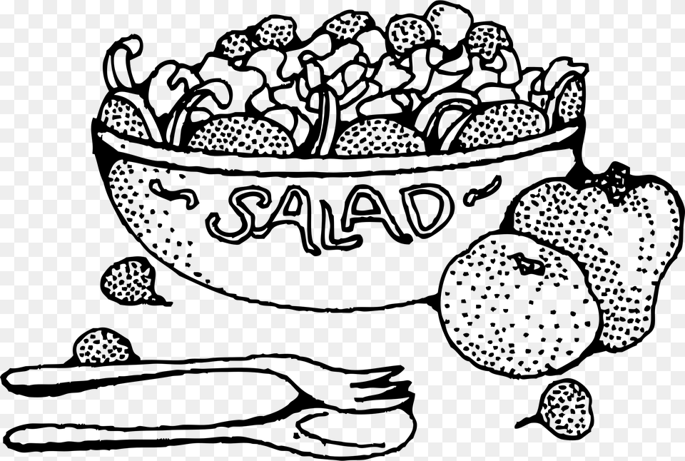 Salad Clipart Black And White, Gray Free Transparent Png