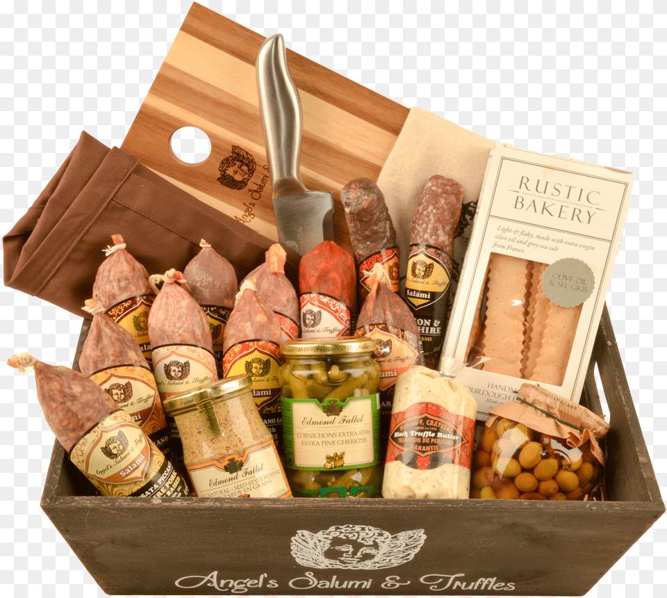 Salami Gift Basket, Box, Food, Can, Device Png Image