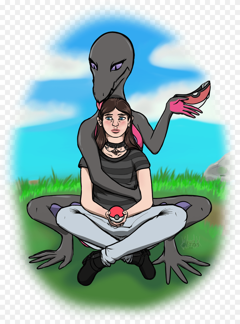 Salazzle And Her Pet Trainer Illustration, Person, Photography, Face, Head Free Png