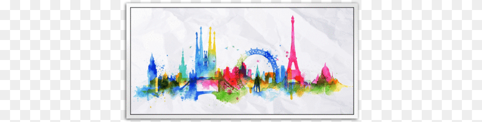 Sale Parisian Style London Skyline Silhouette Watercolor, Art, Modern Art, Painting, Canvas Free Transparent Png