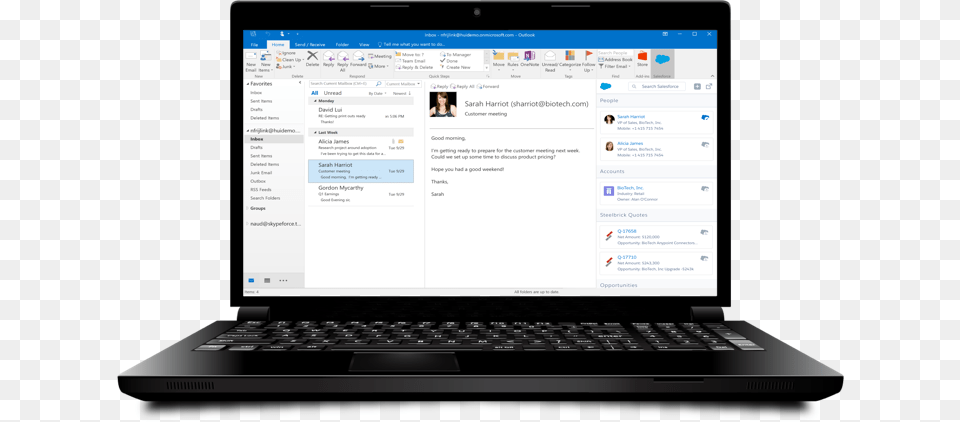 Salesforce And Microsoft Tighten Ties Salesforce Lightning Outlook, Computer, Electronics, Laptop, Pc Free Transparent Png