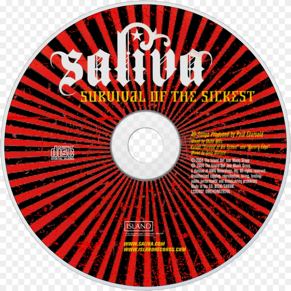 Saliva Survival Of The Sickest Cd Disc Image Color Wheel, Disk, Dvd Free Png Download