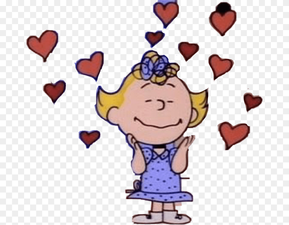 Sally Charlie Brown Hearts, Cartoon, Baby, Person, Face Png
