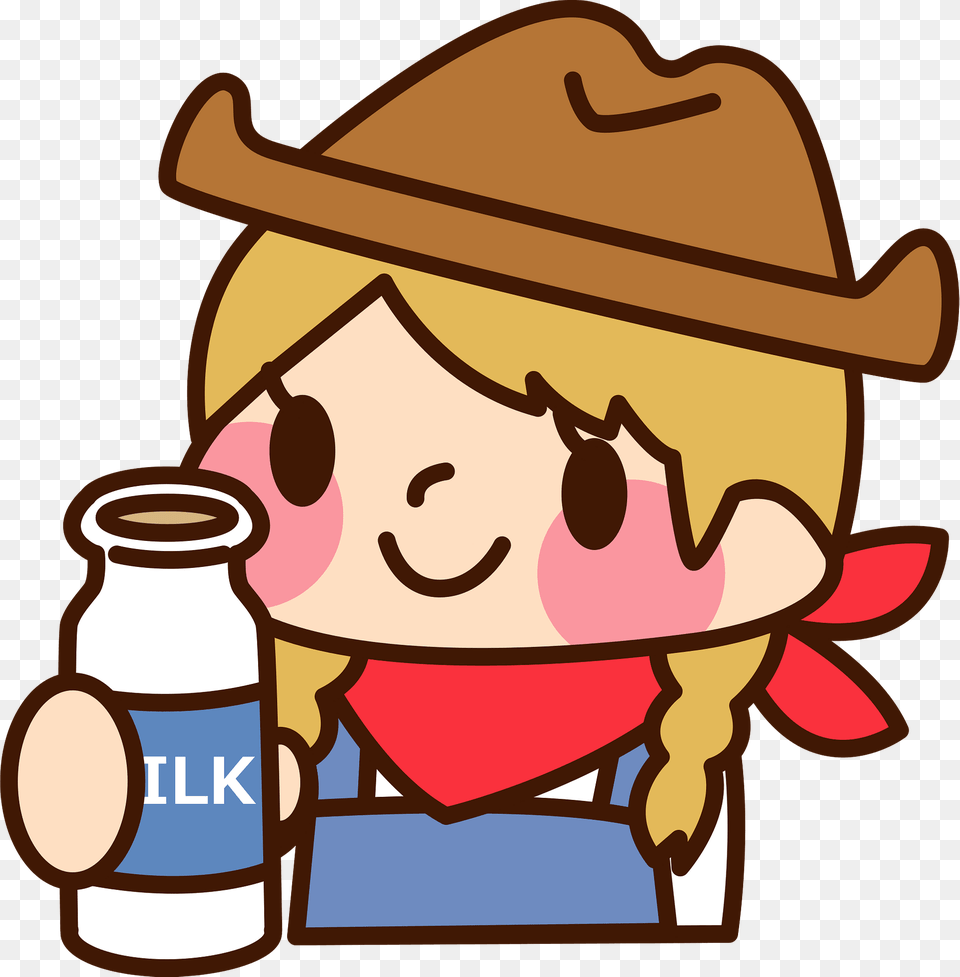 Sally Cowgirl Is Holding A Bottle Of Milk Clipart, Beverage, Clothing, Hat, Dynamite Png