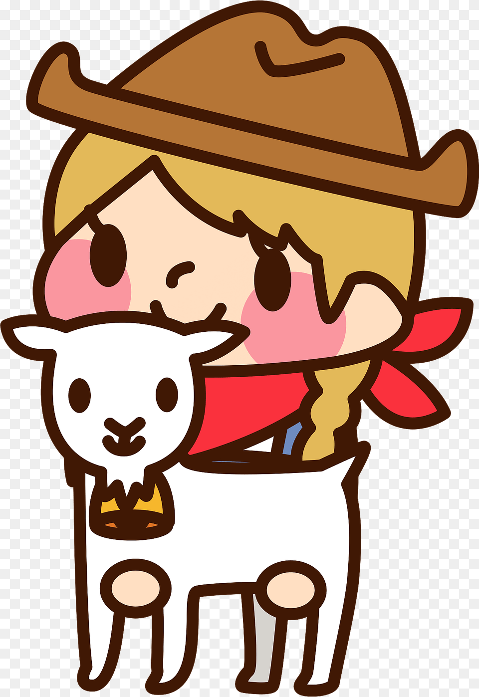 Sally Cowgirl With Goat Clipart, Clothing, Hat Png Image