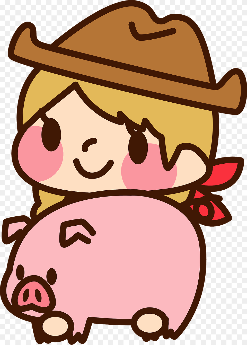 Sally Cowgirl With Piglet Clipart, Clothing, Hat, Tool, Plant Png Image