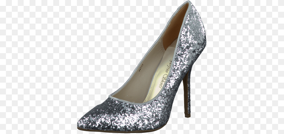 Sally Silver Glitter Shoe, Clothing, Footwear, High Heel Free Transparent Png