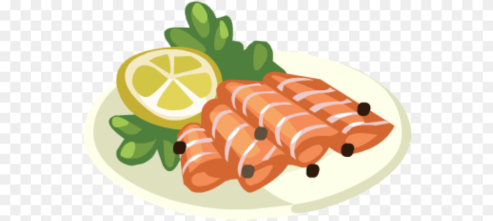 Salmon Clipart Smoked Sashimi Transparent Cartoon Lemon, Food, Meal, Dish, Platter Free Png