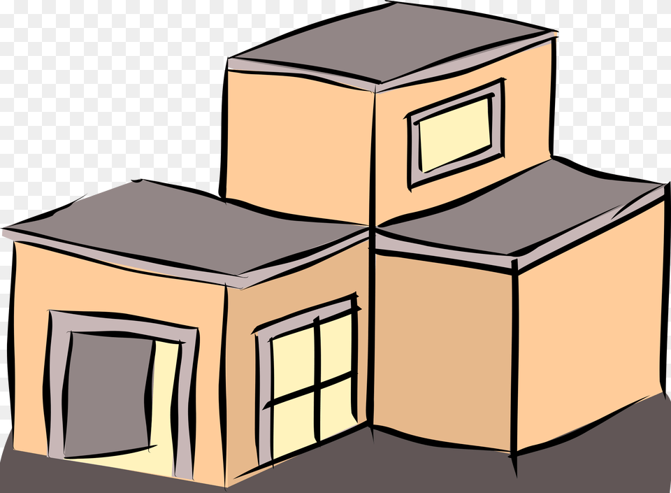 Salmon Coloured Building Library Flat Roof Clipart, Box, Cardboard, Carton, Package Free Transparent Png