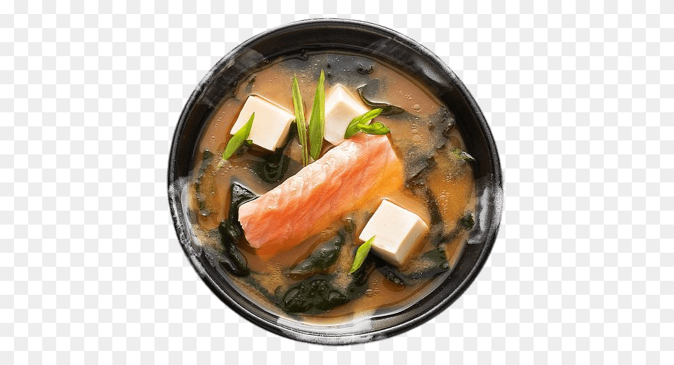 Salmon Miso Soup, Bowl, Dish, Food, Meal Free Png