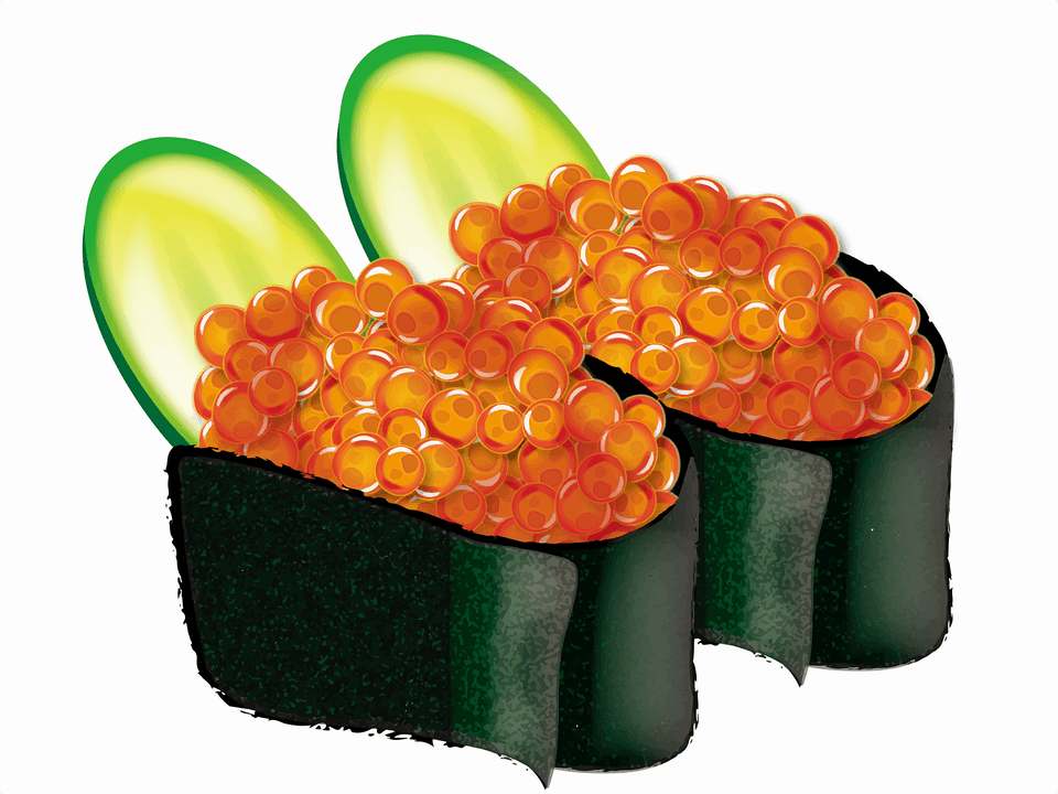 Salmon Roe Sushi Food Clipart, Dish, Meal, Produce, Grain Png Image