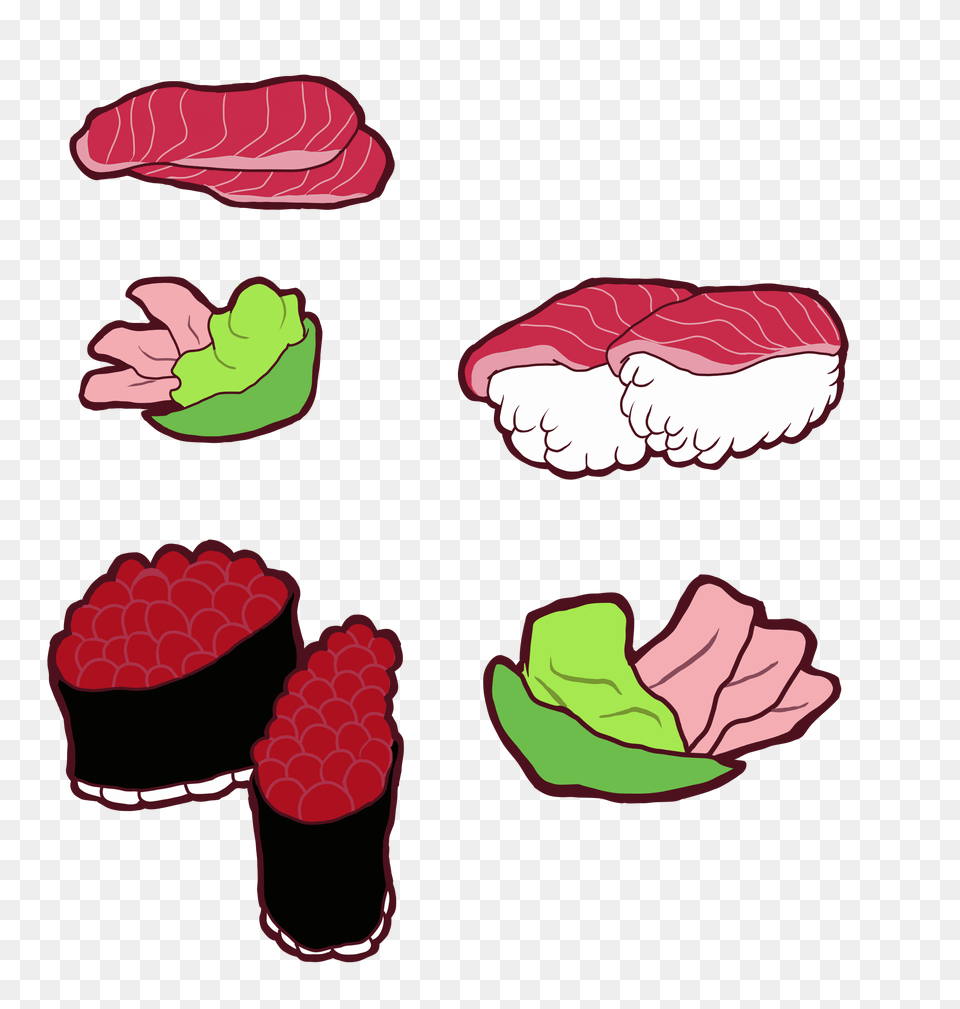 Salmon Sushi Stickers Sticker, Berry, Raspberry, Produce, Plant Png