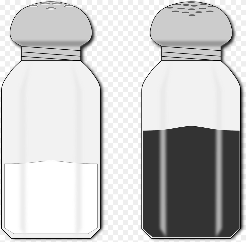 Salt And Pepper Black And White Clipart, Bottle, Cylinder, Shaker, Water Bottle Free Transparent Png