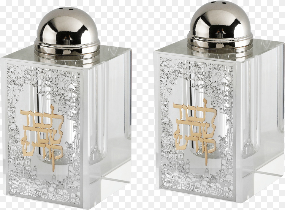 Salt And Pepper Shaker Set With Silver Jerusalem Plaque Cylinder, Bottle, Jar, Mailbox, Pottery Png