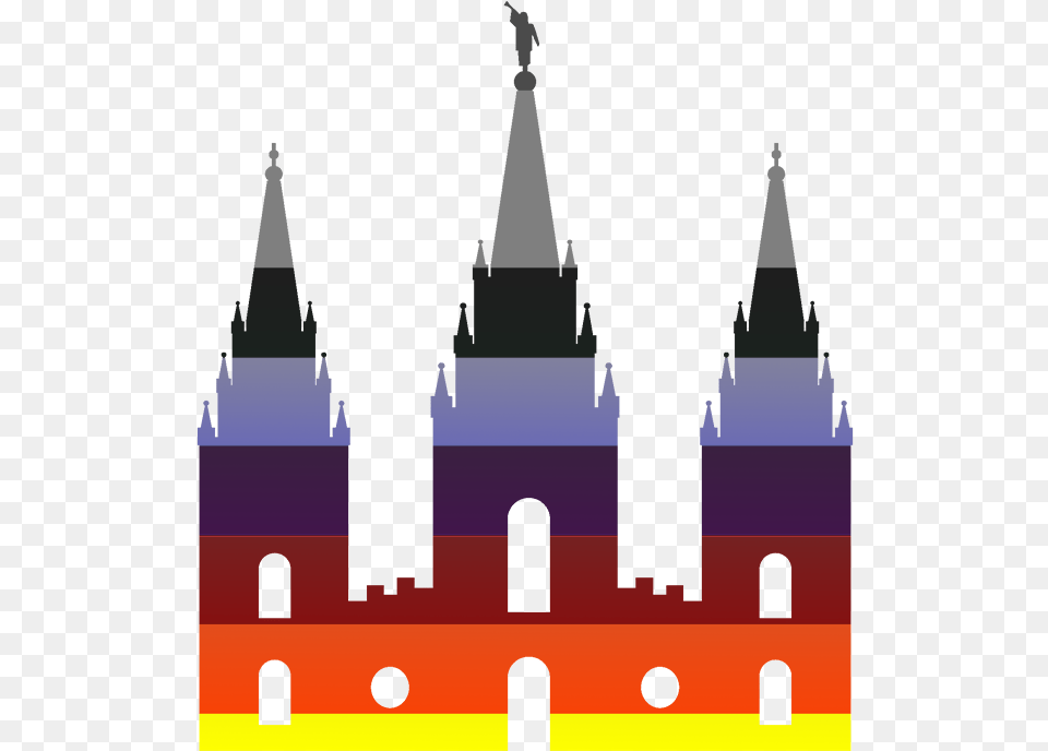 Salt Lake City Temple Dressed In Rainbow Pride Colors Salt Lake Temple Silhouette, Tower, Architecture, Building, Spire Free Png Download