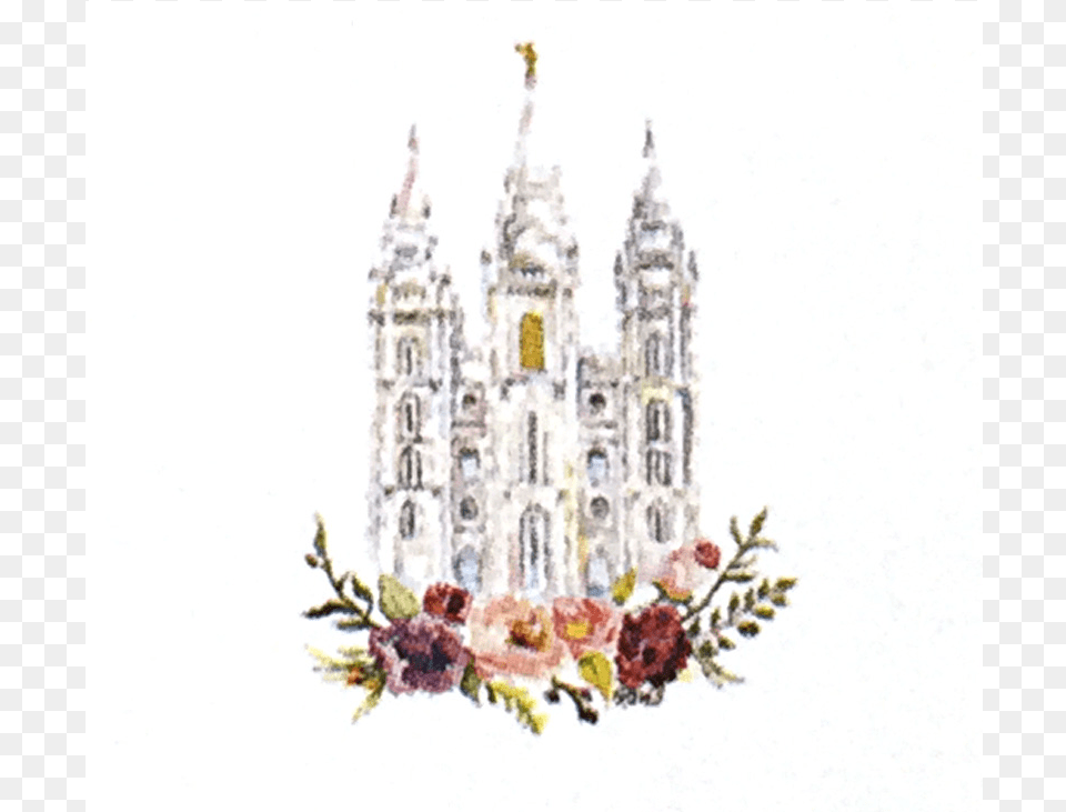 Salt Lake City Temple Watercolor, Architecture, Building, Chandelier, Lamp Free Png