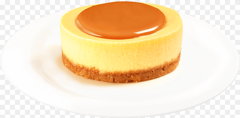Salted Caramel Baked Cheesecake Cheesecake, Dessert, Food, Plate, Bread Free Png