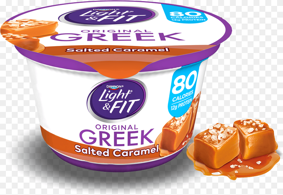 Salted Caramel Greek Yogurt Dannon Light And Fit Greek Yogurt Salted Caramel, Dessert, Food, Cream, Ice Cream Free Png Download