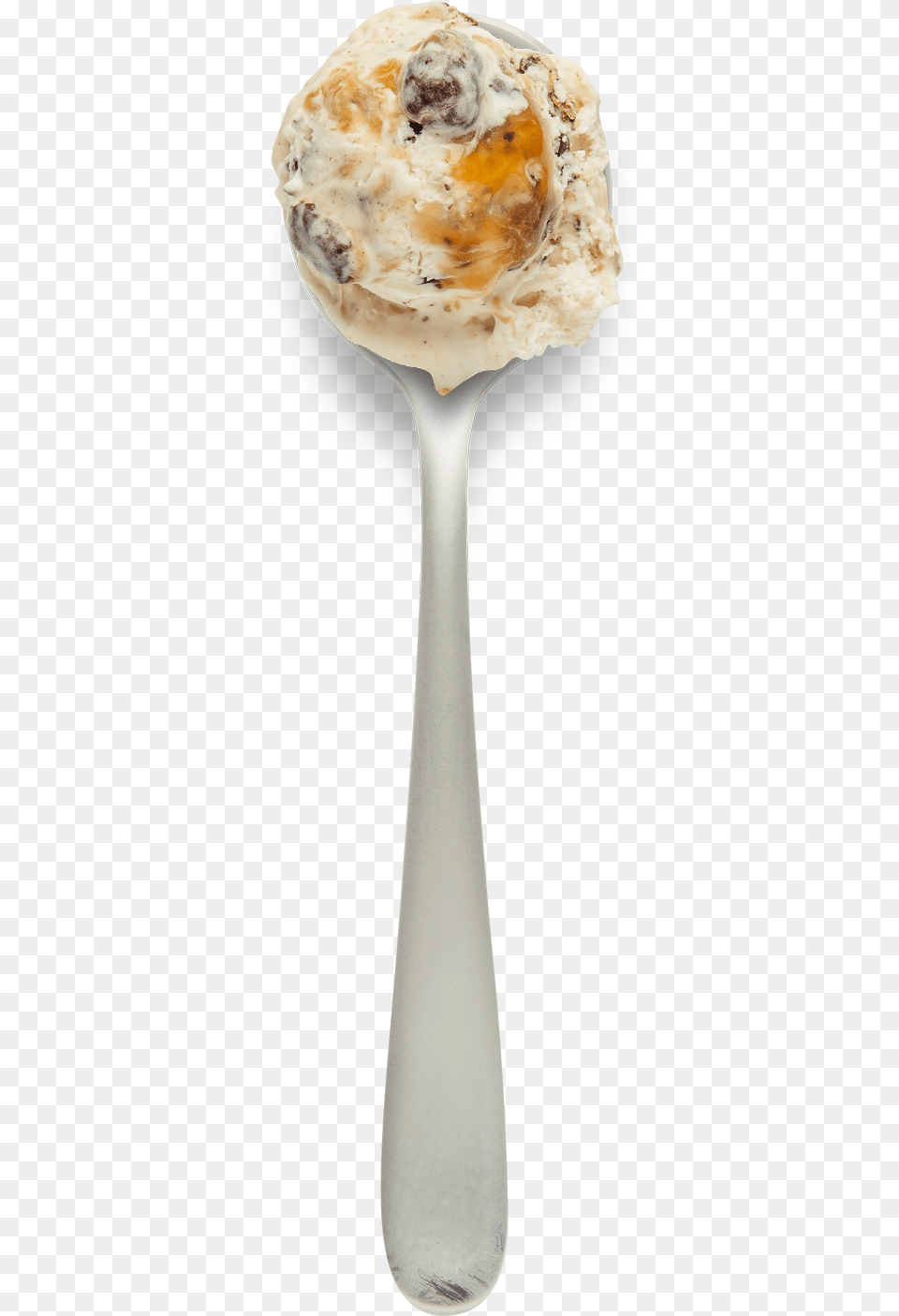 Salted Caramel Ice Cream Swirled With Thick Caramel, Cutlery, Spoon, Dessert, Food Free Png Download