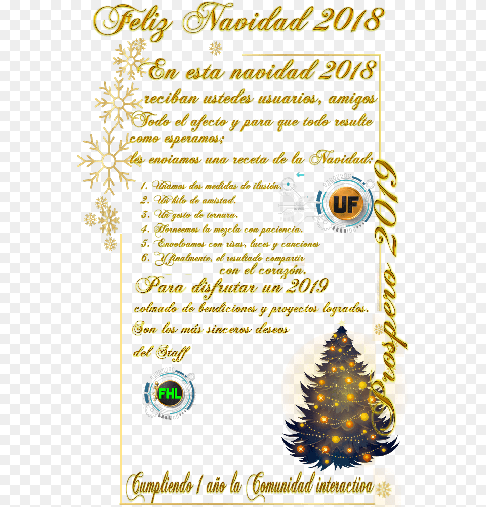 Saludos Y Deseos De Feliz Navidad 2019 Y Prospero 2019 Christmas Tree, Advertisement, Poster, Plant, Text Png