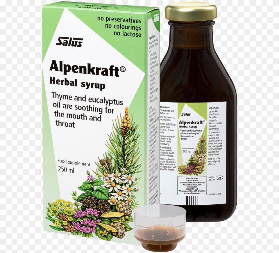 Salus Haus Floradix Alpenkraft Herbal Syrup Alpenkraft 250 Salus, Food, Herbs, Plant, Seasoning Png Image