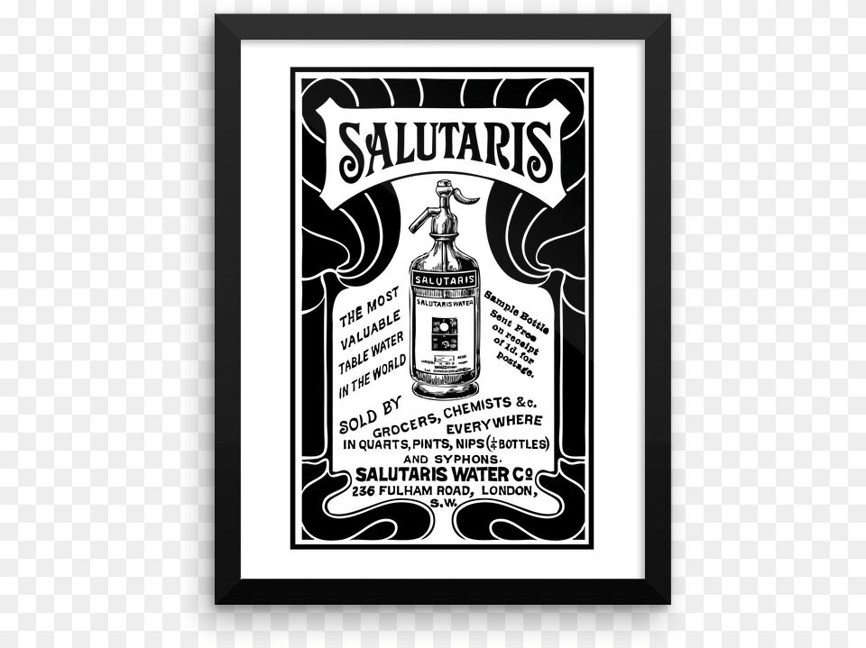 Salutaris Vintage Poster Illustration, Alcohol, Beverage, Liquor, Advertisement Free Transparent Png