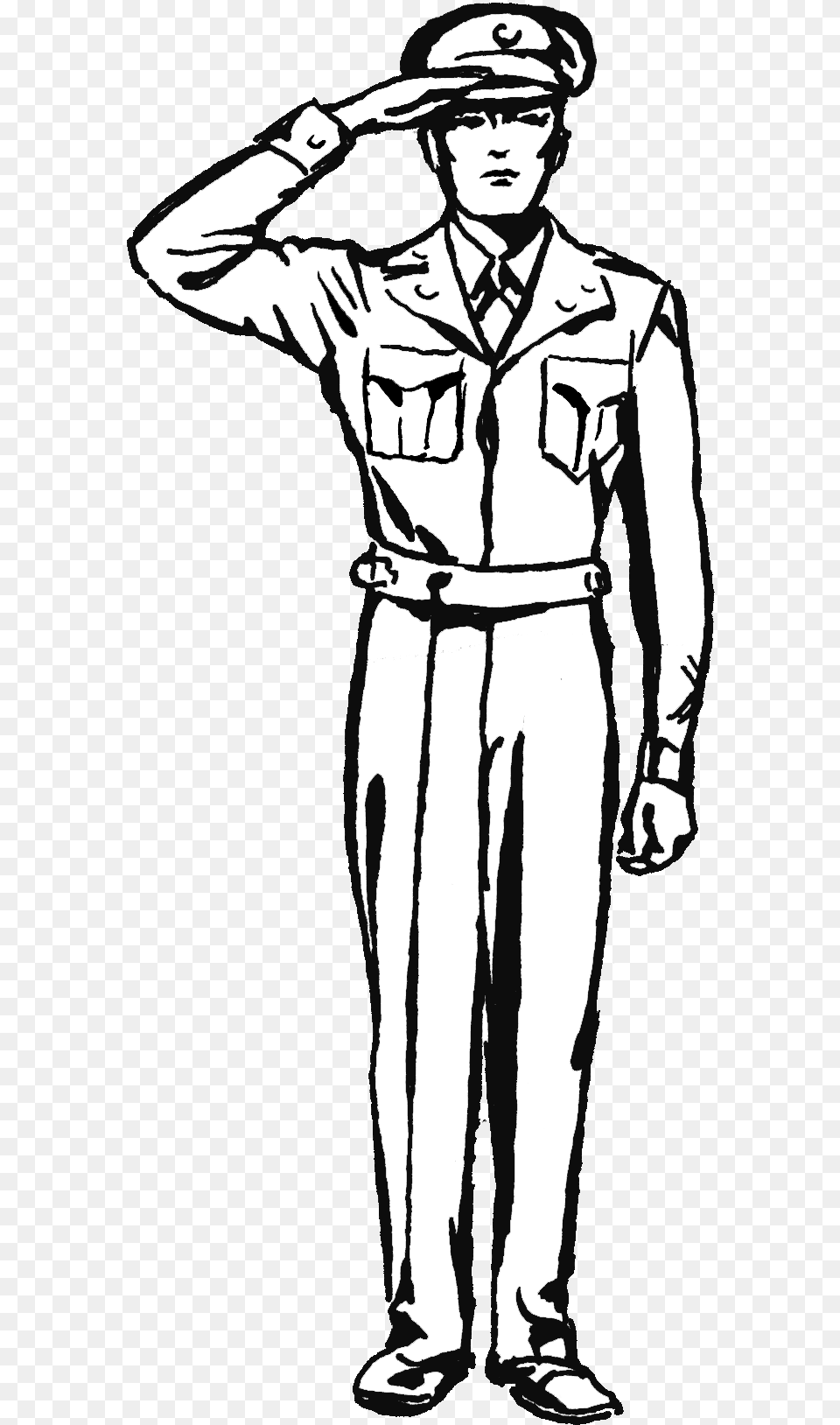 Salute Line Drawing Of Soldier, Stencil, Adult, Male, Man Free Png