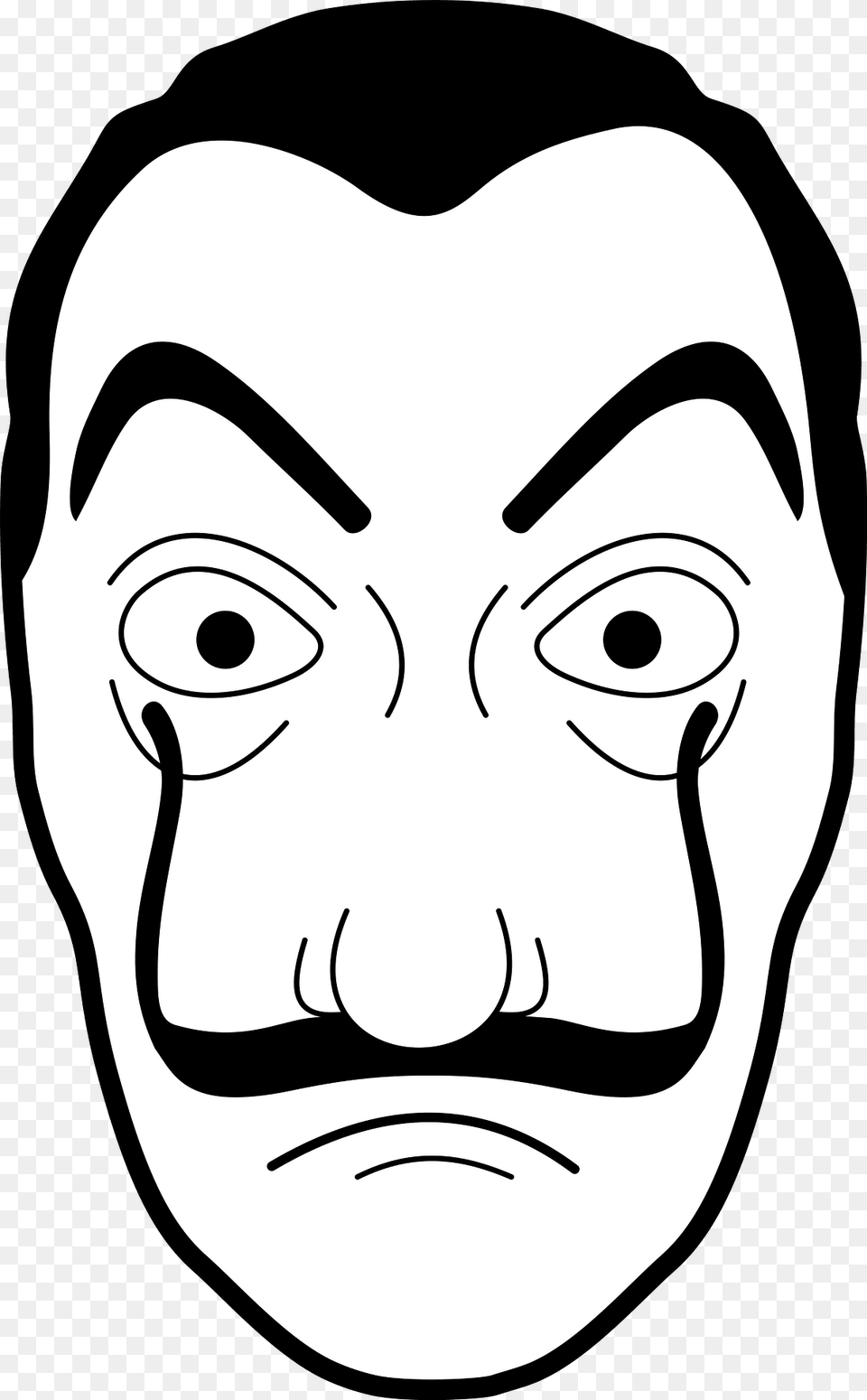Salvador Dali Mask Black And White Clipart, Face, Head, Person, Photography Free Png Download