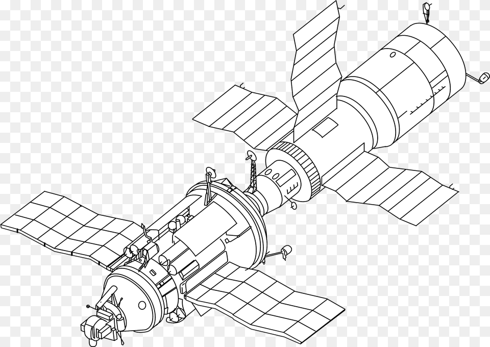 Salyut 7 And Cosmos 1686 Drawing Tks Spacecraft, Astronomy, Outer Space, Aircraft, Airplane Free Png Download