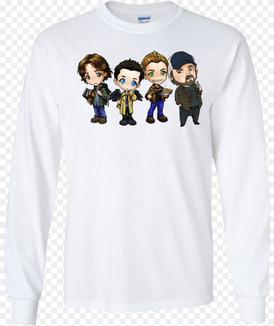 Sam Dean Castiel Idjit Chibi Shirt Long Sleeve, Long Sleeve, Clothing, Baby, Male Free Png Download