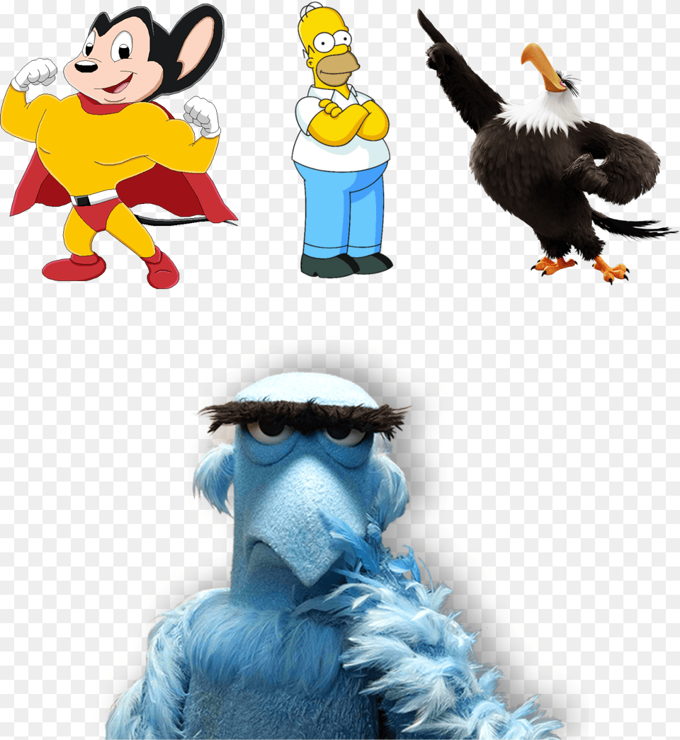 Sam The Eagle Mighty Mouse Homer Simpson Amp Mighty Transparent Mighty Mouse, Animal, Beak, Bird, Person Png