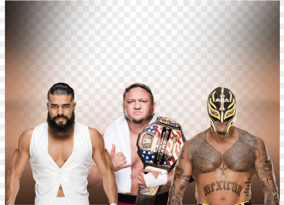 Samoa Joe Vs Rey Mysterio Vs Andrade Wwe United States Lucha Libre, Tattoo, Back, Body Part, Skin Free Png