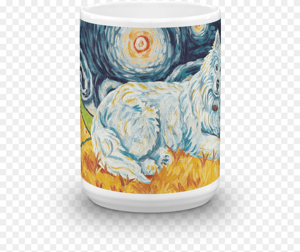 Samoyed Starry Night Mug 15oz Dog, Art, Porcelain, Pottery, Cup Free Png