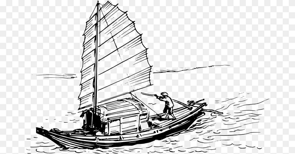 Sampan Boat Sampan Ship, Gray Png