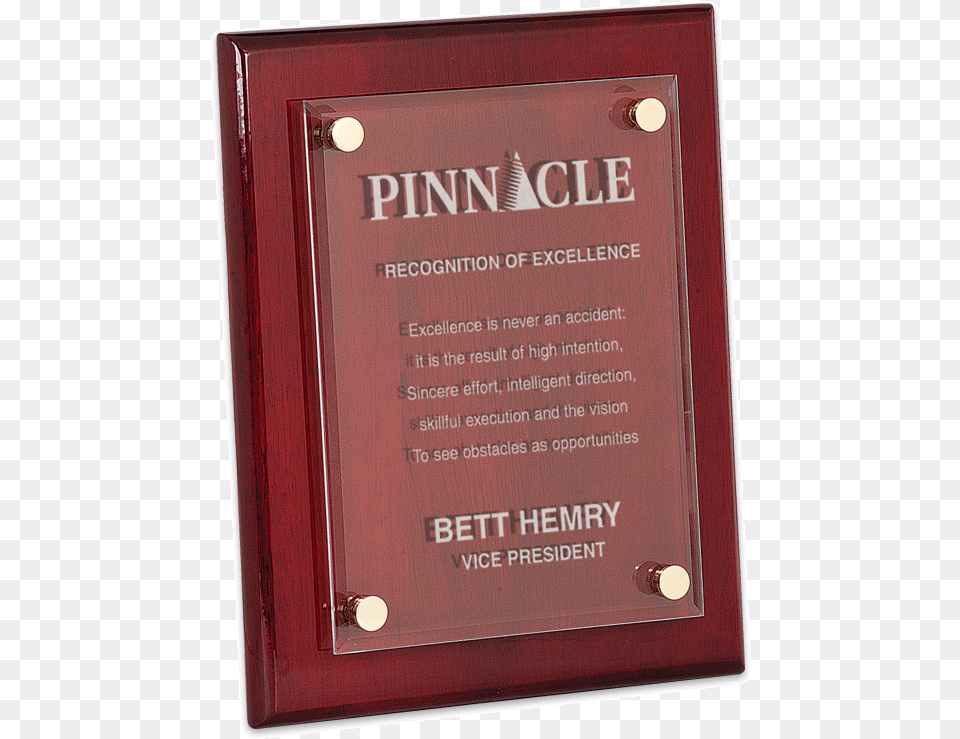 Sample Engraving On Rosewood Piano Finish Floating Commemorative Plaque Free Png