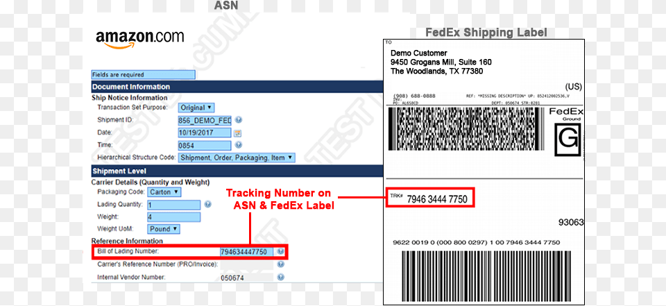 Sample Fedex Edi Integration Advance Shipment Notice Amazon Video, Text, Document Png