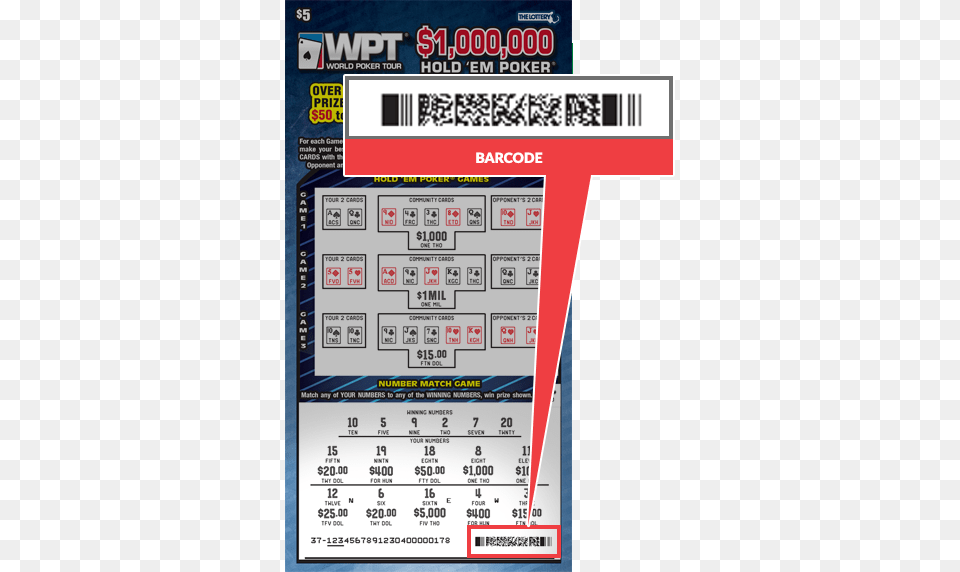 Sample Ticket Showing The Location Of The Wpt Wpt National, Paper, Text, Qr Code Free Png Download
