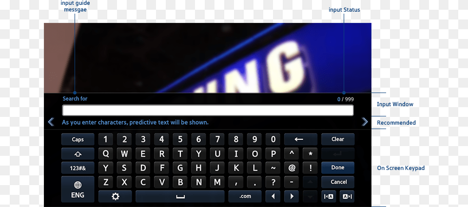Samsung Smart Hub Smart Tv Keyboard On Screen, Computer, Computer Hardware, Computer Keyboard, Electronics Free Transparent Png