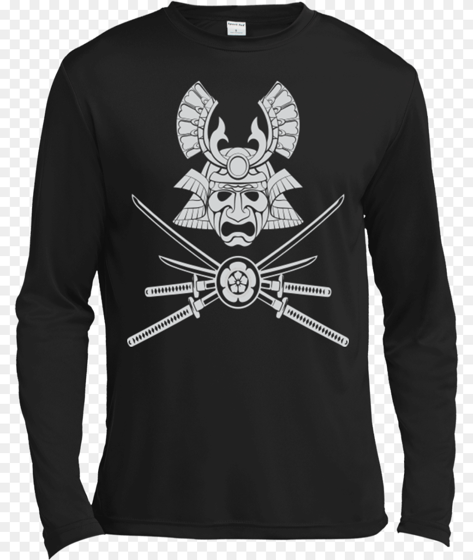 Samurai Helmet Amp Crossed Swords Long Sleeve Moisture T Shirt, Clothing, Long Sleeve, T-shirt, Emblem Free Transparent Png