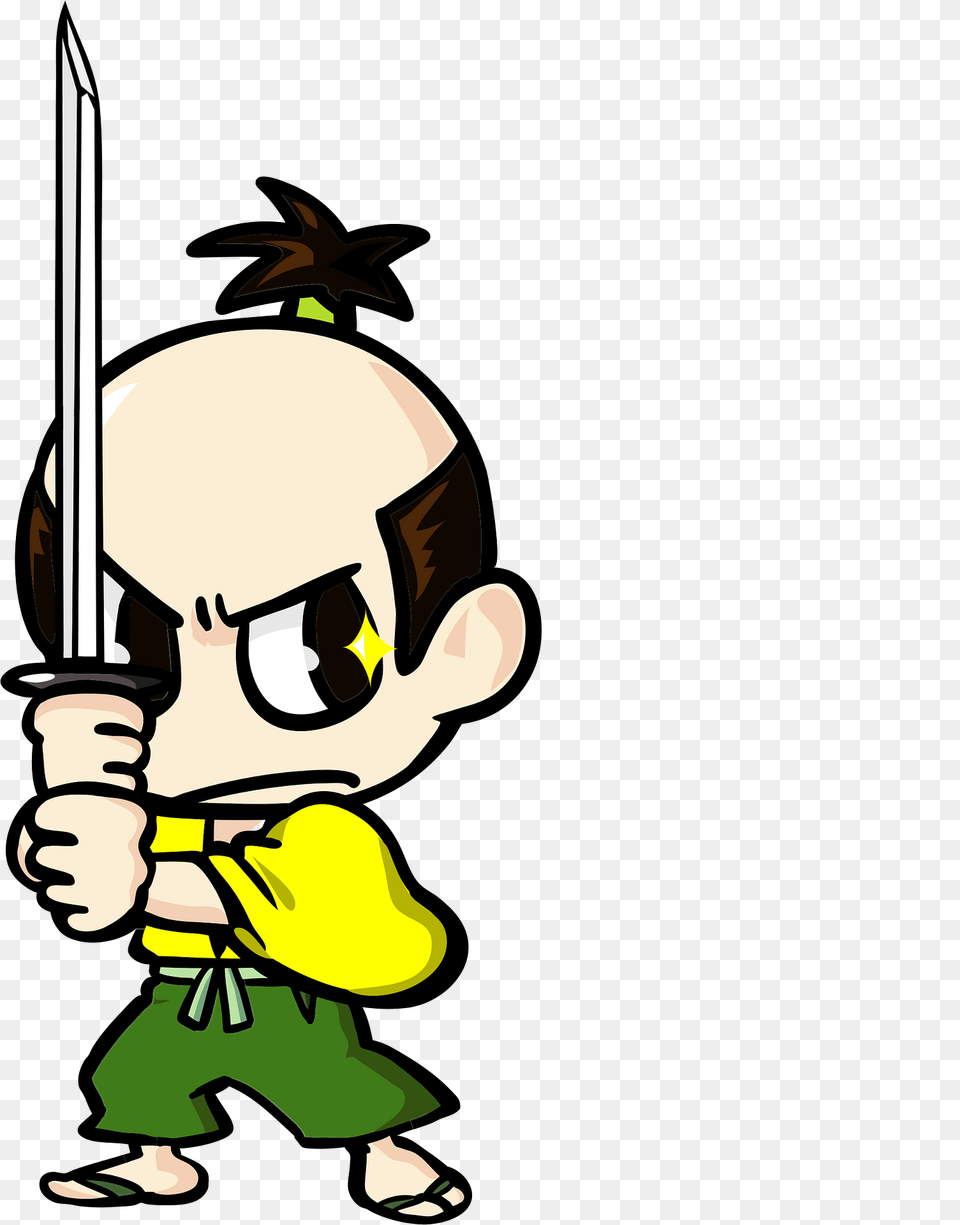 Samurai Japanese Sword Clipart, Weapon, Baby, Person, Cartoon Png