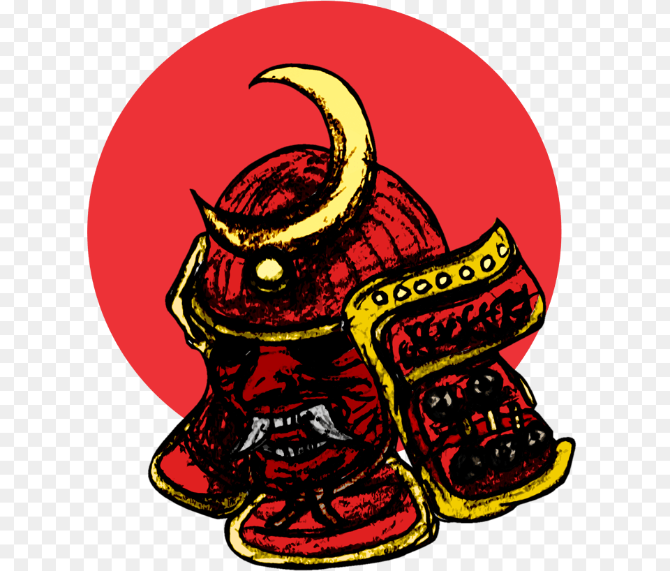 Samurai Redmoon Helmet By Fixedthor Cartoon, Emblem, Symbol, Person Free Png